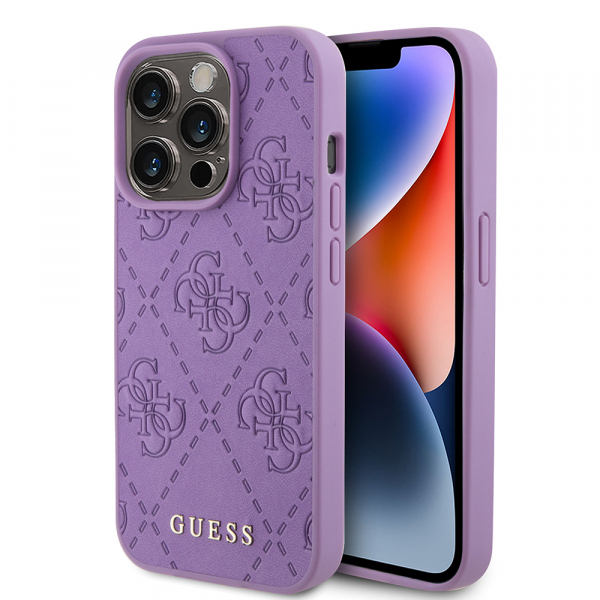 Husa pentru Apple iPhone 15 Pro Max, Guess, 4G Stamped, Mov Deschis