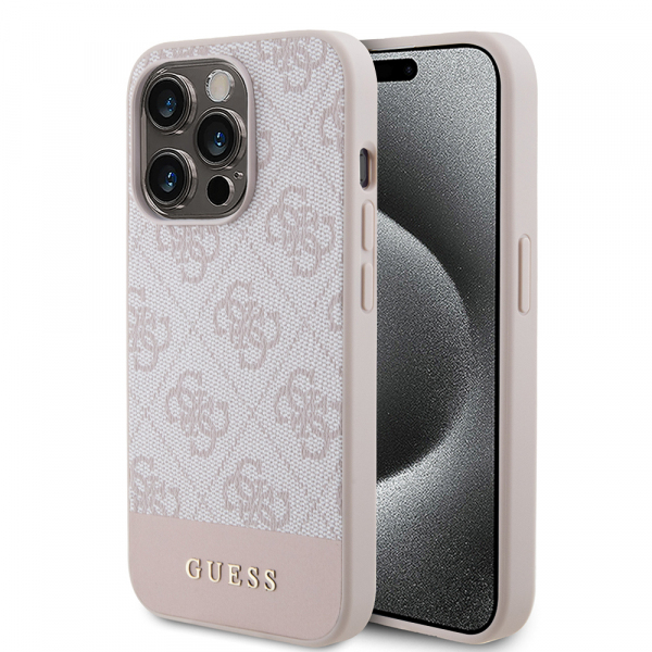Husa pentru Apple iPhone 15 Pro Max, Guess, 4G Stripe, Roz
