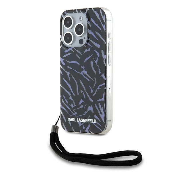 Husa pentru Apple iPhone 15 Pro Max, Karl Lagerfeld, Zebra with Cord Strap, Mov