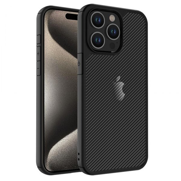 Husa pentru Apple iPhone 15 Pro Max, Techsuit, CarbonFuse, Neagra