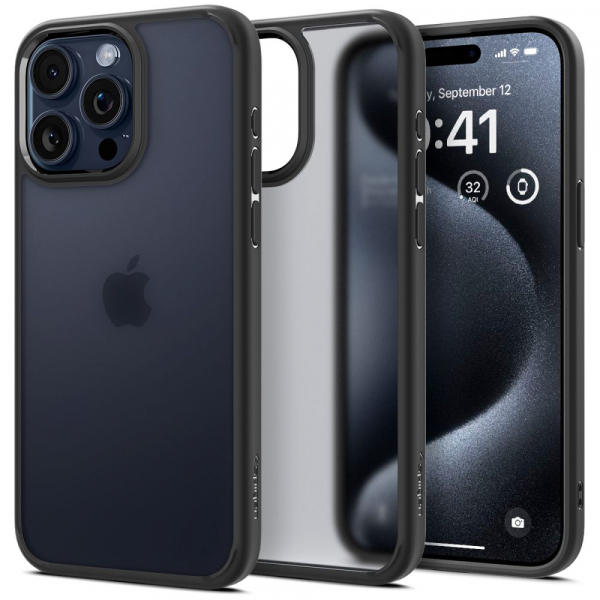Husa pentru Apple iPhone 15 Pro, Spigen, Ultra Hybrid, Neagra Satinata ACS06709
