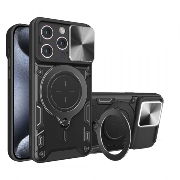 Husa pentru Apple iPhone 15 Pro, Techsuit, CamGuard Pro, Neagra