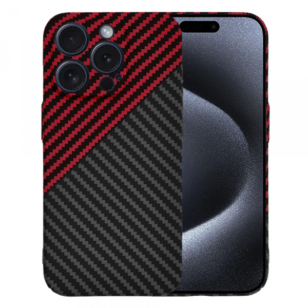 Husa pentru Apple iPhone 15 Pro, Techsuit, Carbonite FiberShell, Neagra Rosie