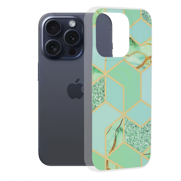 Husa pentru Apple iPhone 15 Pro, Techsuit, Marble, Verde