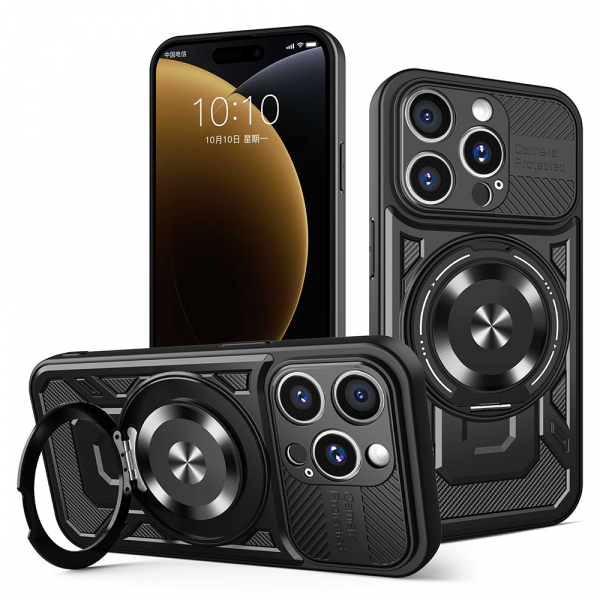 Husa pentru Apple iPhone 15 Pro, Techsuit, RuggedCam, Neagra