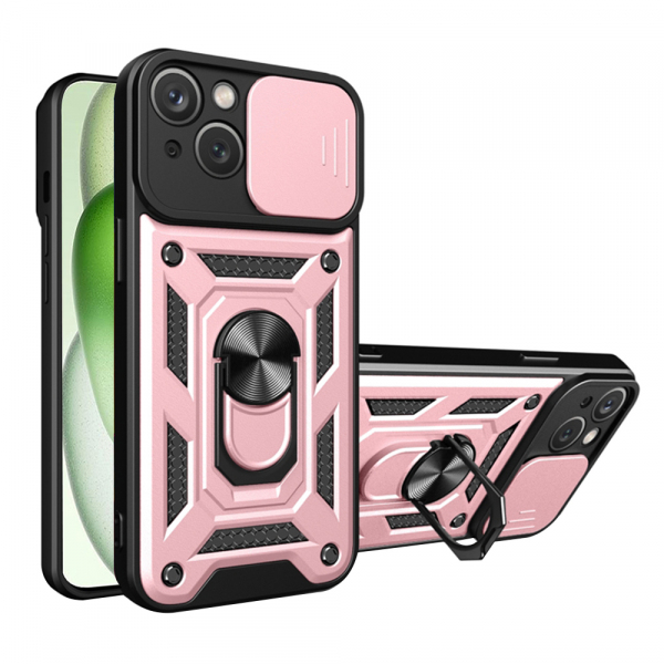 Husa pentru Apple iPhone 15, Techsuit, CamShield, Roz