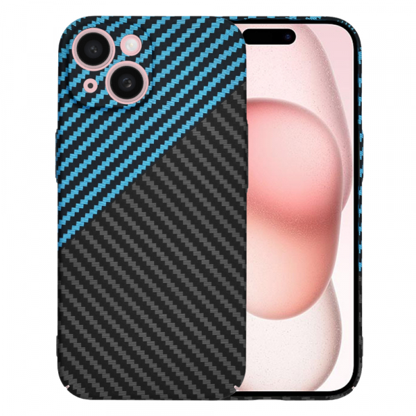 Husa pentru Apple iPhone 15, Techsuit, Carbonite FiberShell, Neagra Bleu