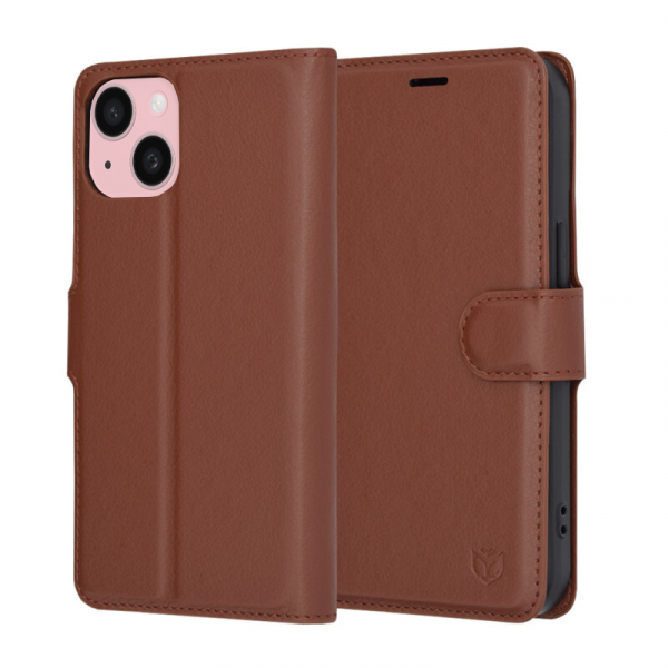 Husa pentru Apple iPhone 15, Techsuit, Leather Folio, Maro