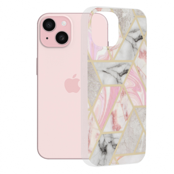 Husa pentru Apple iPhone 15, Techsuit, Marble, Roz