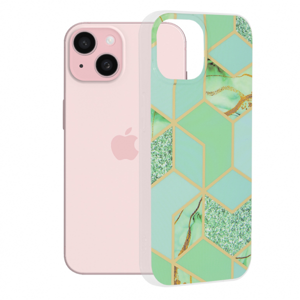 Husa pentru Apple iPhone 15, Techsuit, Marble, Verde