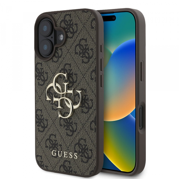 Husa pentru Apple iPhone 16, Guess, 4G Big Logo, Maro