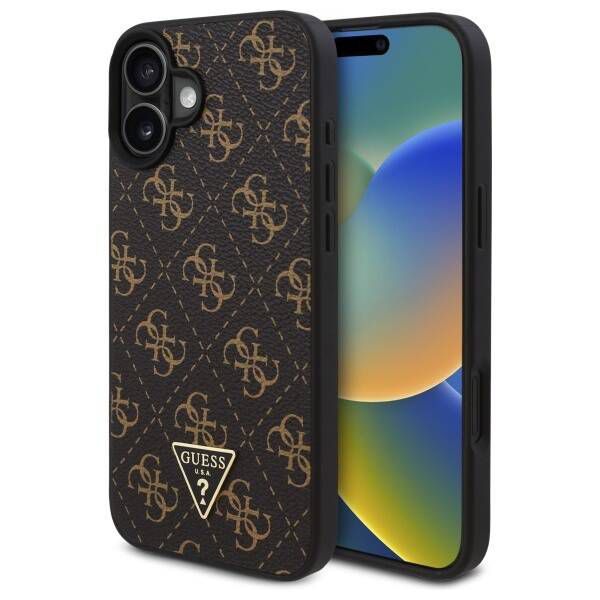 Husa pentru Apple iPhone 16, Guess, 4G Triangle Logo, Neagra