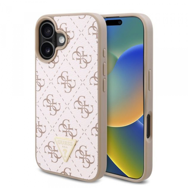 Husa pentru Apple iPhone 16 Plus, Guess, 4G Triangle Logo, Alba