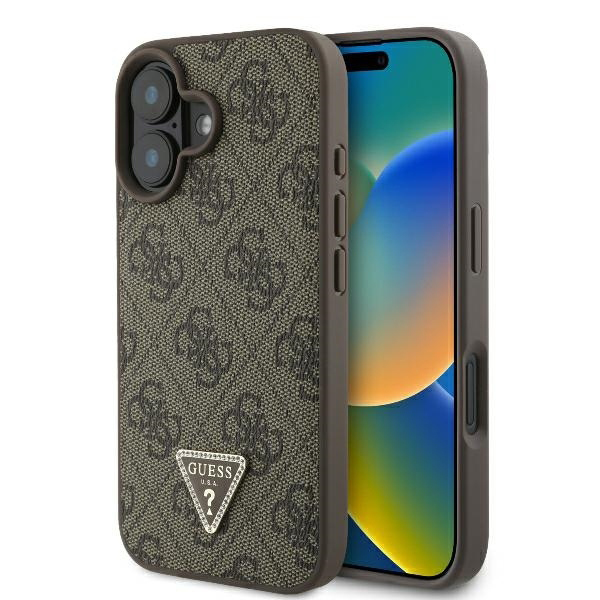 Husa pentru Apple iPhone 16 Plus, Guess, 4G Triangle Strass, Maro