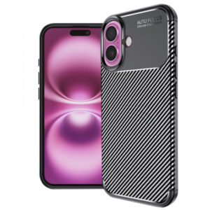 Husa pentru Apple iPhone 16 Plus, Techsuit, CarbonFiber, Neagra