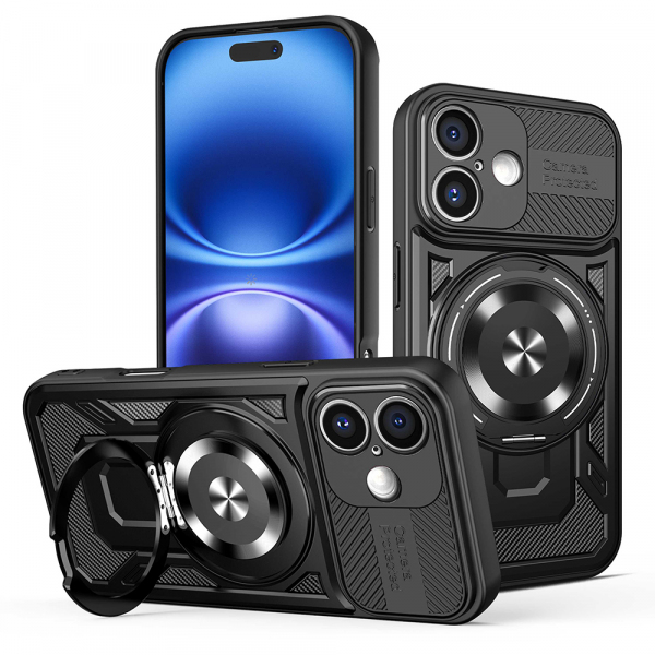 Husa pentru Apple iPhone 16 Plus, Techsuit, RuggedCam, Neagra