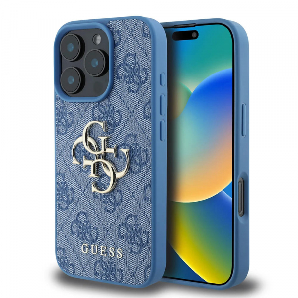 Husa pentru Apple iPhone 16 Pro, Guess, 4G Big Logo, Albastra