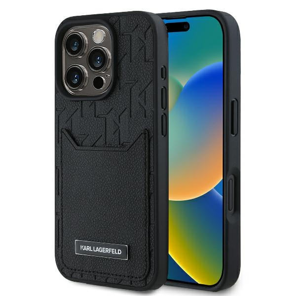 Husa pentru Apple iPhone 16 Pro, Karl Lagerfeld, Cardslots Monogram, Neagra