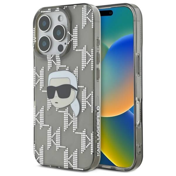 Husa pentru Apple iPhone 16 Pro, Karl Lagerfeld, IML Luxury Electroplated Karl\'s Head, Neagra
