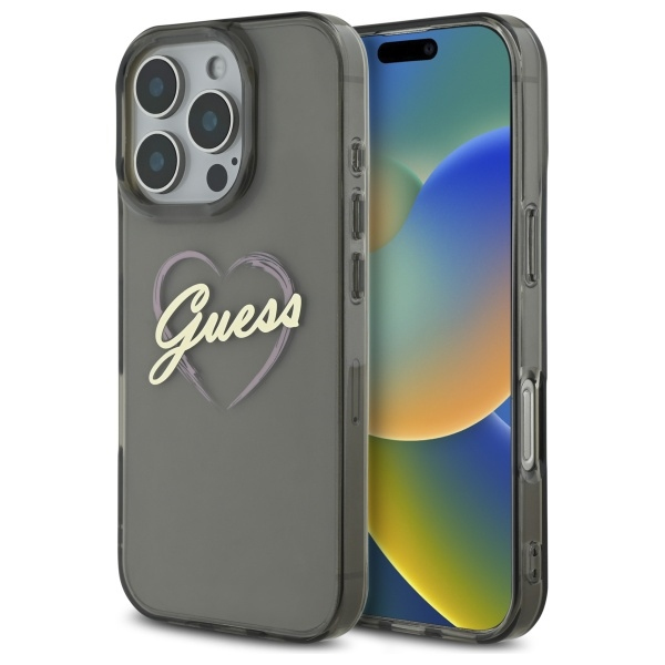 Husa pentru Apple iPhone 16 Pro Max, Guess, IML Heart, Neagra