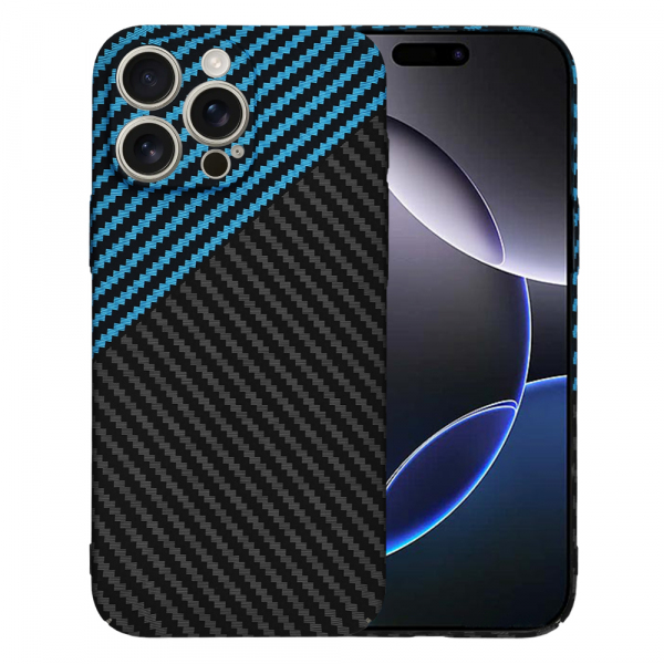 Husa pentru Apple iPhone 16 Pro Max, Techsuit, Carbonite FiberShell, Neagra Bleu