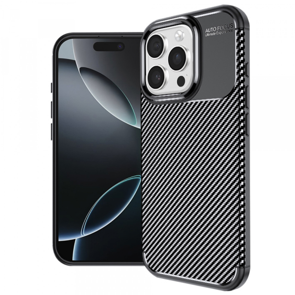 Husa pentru Apple iPhone 16 Pro, Techsuit, CarbonFiber, Neagra