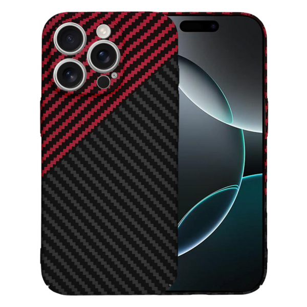 Husa pentru Apple iPhone 16 Pro, Techsuit, Carbonite FiberShell, Neagra Rosie