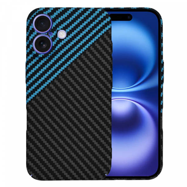Husa pentru Apple iPhone 16, Techsuit, Carbonite FiberShell, Neagra Bleu