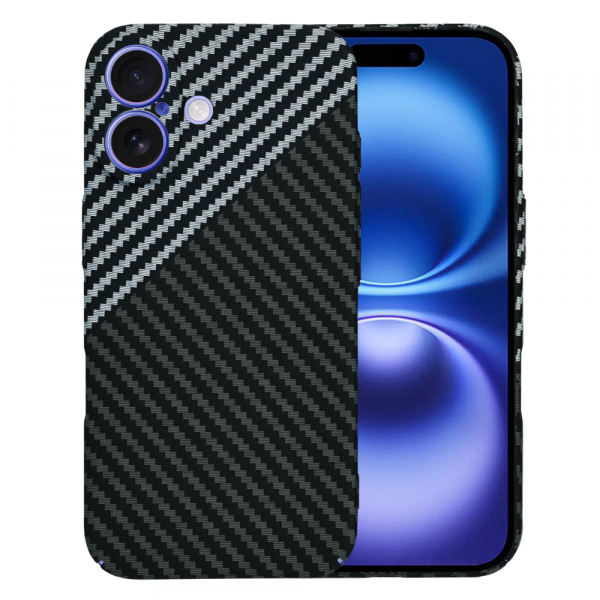 Husa pentru Apple iPhone 16, Techsuit, Carbonite FiberShell, Neagra Gri
