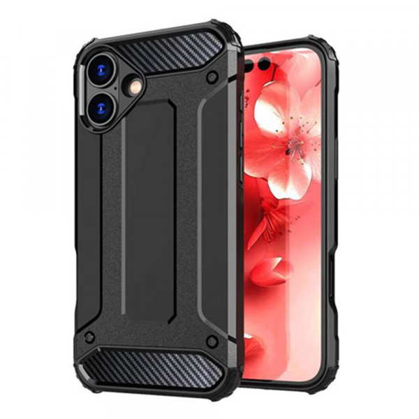 Husa pentru Apple iPhone 16, Techsuit, Hybrid Armor, Neagra