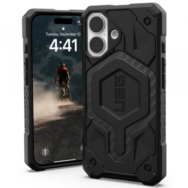 Husa pentru Apple iPhone 16, Urban Armor Gear, Monarch Carbon, Neagra