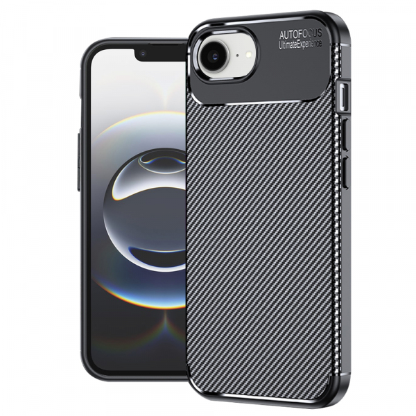 Husa pentru Apple iPhone 17e / 16e, Techsuit, CarbonFiber, Neagra