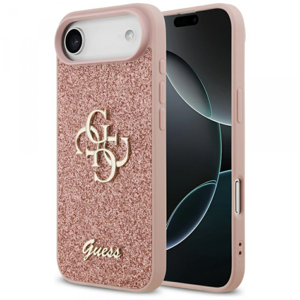 Husa pentru Apple iPhone 17 Air, Guess, Fixed Glitter Big 4G, Roz