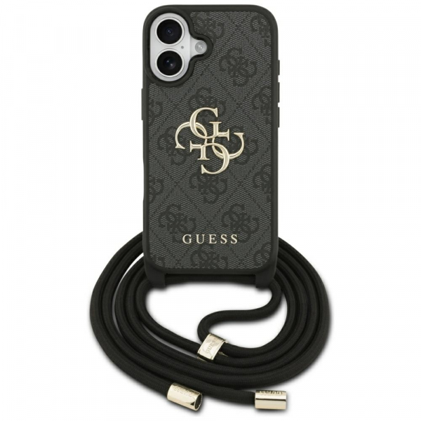 Husa pentru Apple iPhone 17, Guess, 4G CBDY Big Logo with Cord Strap, Neagra