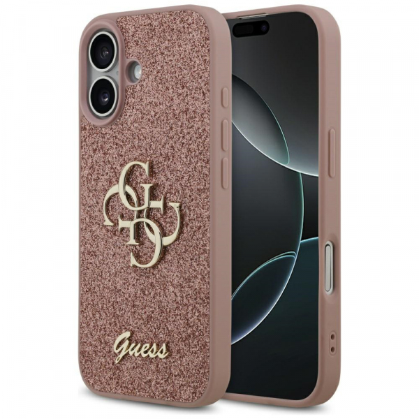 Husa pentru Apple iPhone 17, Guess, Fixed Glitter Big 4G, Roz