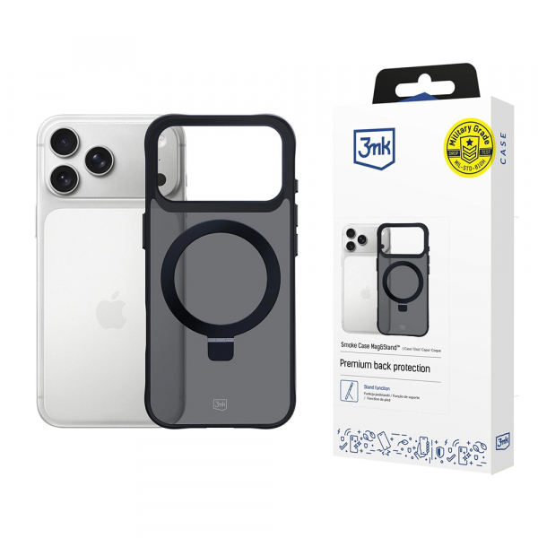Husa pentru Apple iPhone 18 Pro / 17 Pro, 3MK, Smoke MagStand, Neagra
