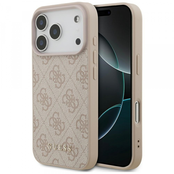Husa pentru Apple iPhone 18 Pro / 17 Pro, Guess, 4G Classic, Roz
