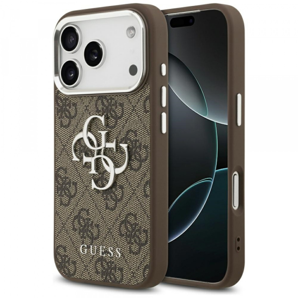 Husa pentru Apple iPhone 18 Pro / 17 Pro, Guess, Big 4G Logo Classic, Maro Argintie