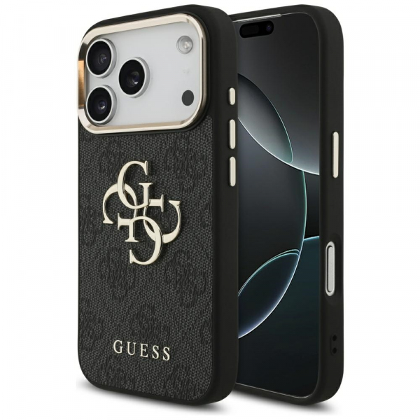 Husa pentru Apple iPhone 18 Pro / 17 Pro, Guess, Big 4G Logo Classic, Neagra Aurie