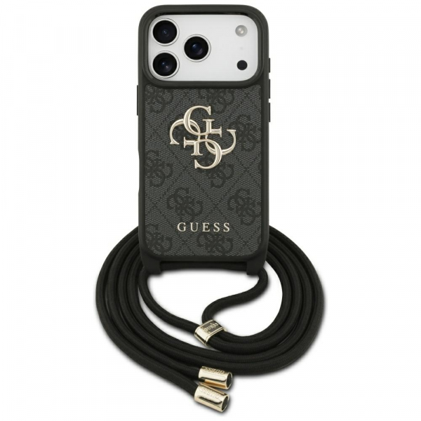 Husa pentru Apple iPhone 18 Pro / 17 Pro, Guess, Crossbody Cord 4G Big Log, Neagra