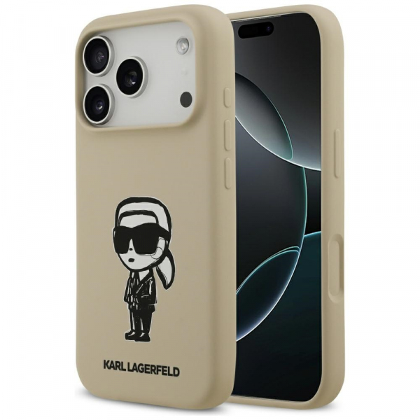Husa pentru Apple iPhone 18 Pro / 17 Pro, Karl Lagerfeld, Sketch and Logo Karl, Maro