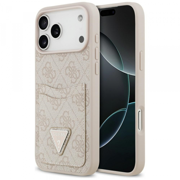Husa pentru Apple iPhone 18 Pro Max / 17 Pro Max, Guess, 4G Double Card Triangle, Roz