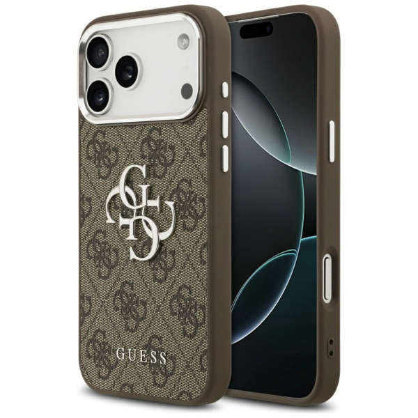 Husa pentru Apple iPhone 18 Pro Max / 17 Pro Max, Guess, Big 4G Logo Classic, Maro Argintie