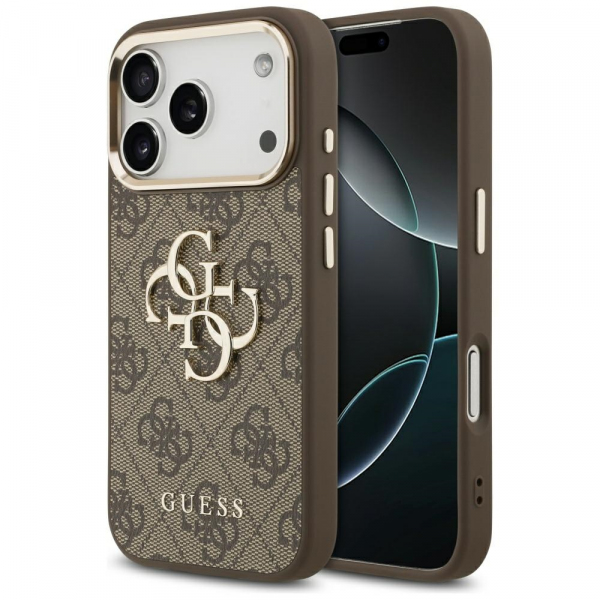 Husa pentru Apple iPhone 18 Pro Max / 17 Pro Max, Guess, Big 4G Logo Classic, Maro Aurie