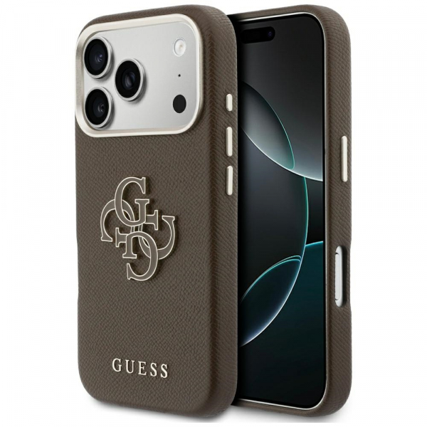 Husa pentru Apple iPhone 18 Pro Max / 17 Pro Max, Guess, Resin Logo, Maro