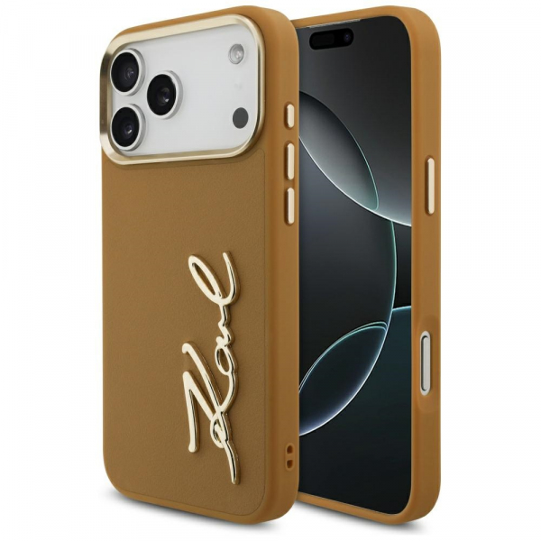 Husa pentru Apple iPhone 18 Pro Max / 17 Pro Max, Karl Lagerfeld, Script Logo, Maro