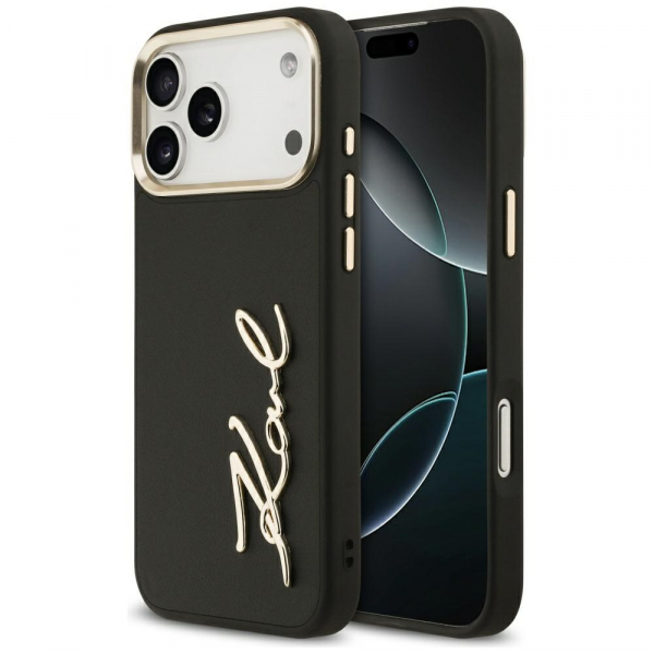 Husa pentru Apple iPhone 18 Pro Max / 17 Pro Max, Karl Lagerfeld, Script Logo, Neagra