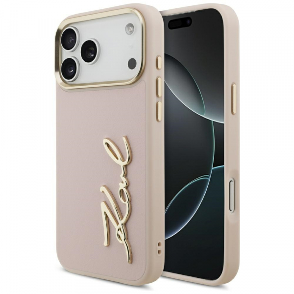 Husa pentru Apple iPhone 18 Pro Max / 17 Pro Max, Karl Lagerfeld, Script Logo, Roz