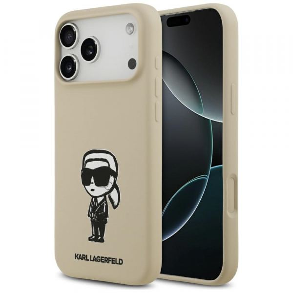 Husa pentru Apple iPhone 18 Pro Max / 17 Pro Max, Karl Lagerfeld, Sketch and Logo Karl, Maro
