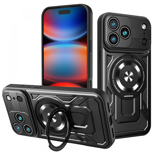 Husa pentru Apple iPhone 18 Pro Max / 17 Pro Max, Techsuit, RuggedCam, Neagra